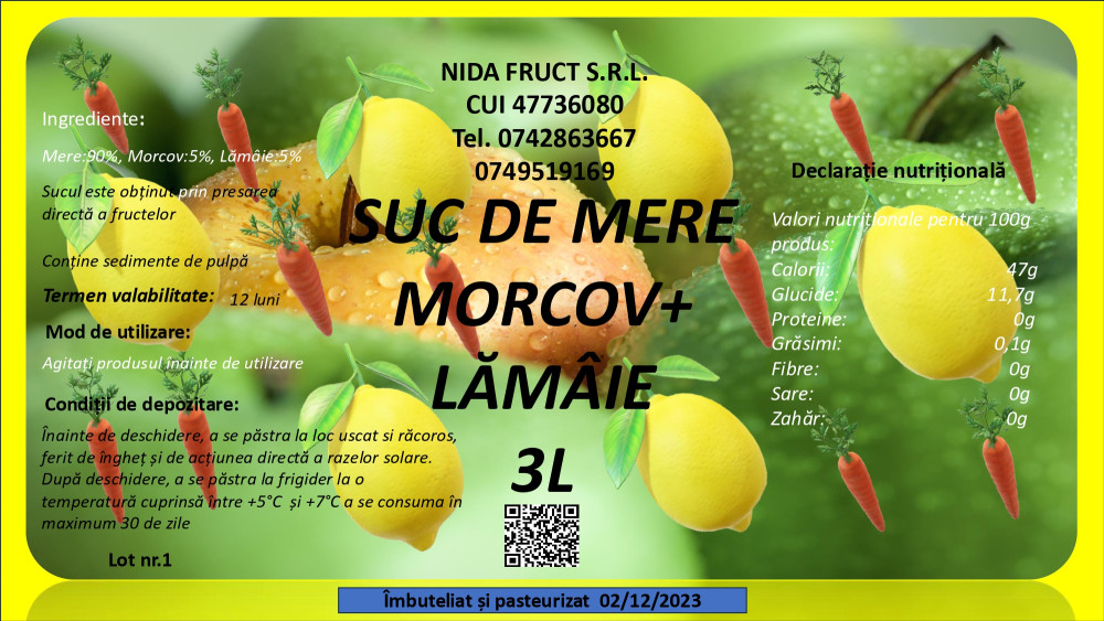 Suc de mere morcov și lămâie